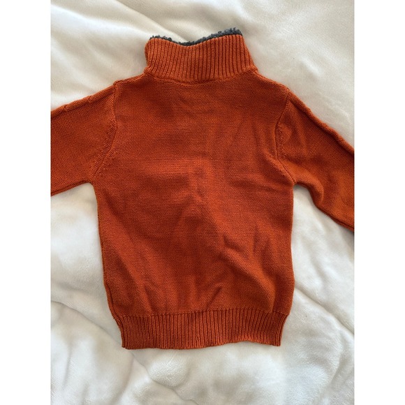 Timberland Boys 4T Orange Knit Zip Up Sweater Sherpa Lined Collar Casual Cute - Picture 4 of 4